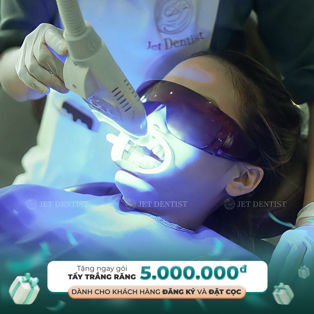 Tặng gói tẩy trắng răng trị giá 5.000.000đ cho khách hàng đăng ký hoặc đặt cọc dịch vụ chỉnh nha 